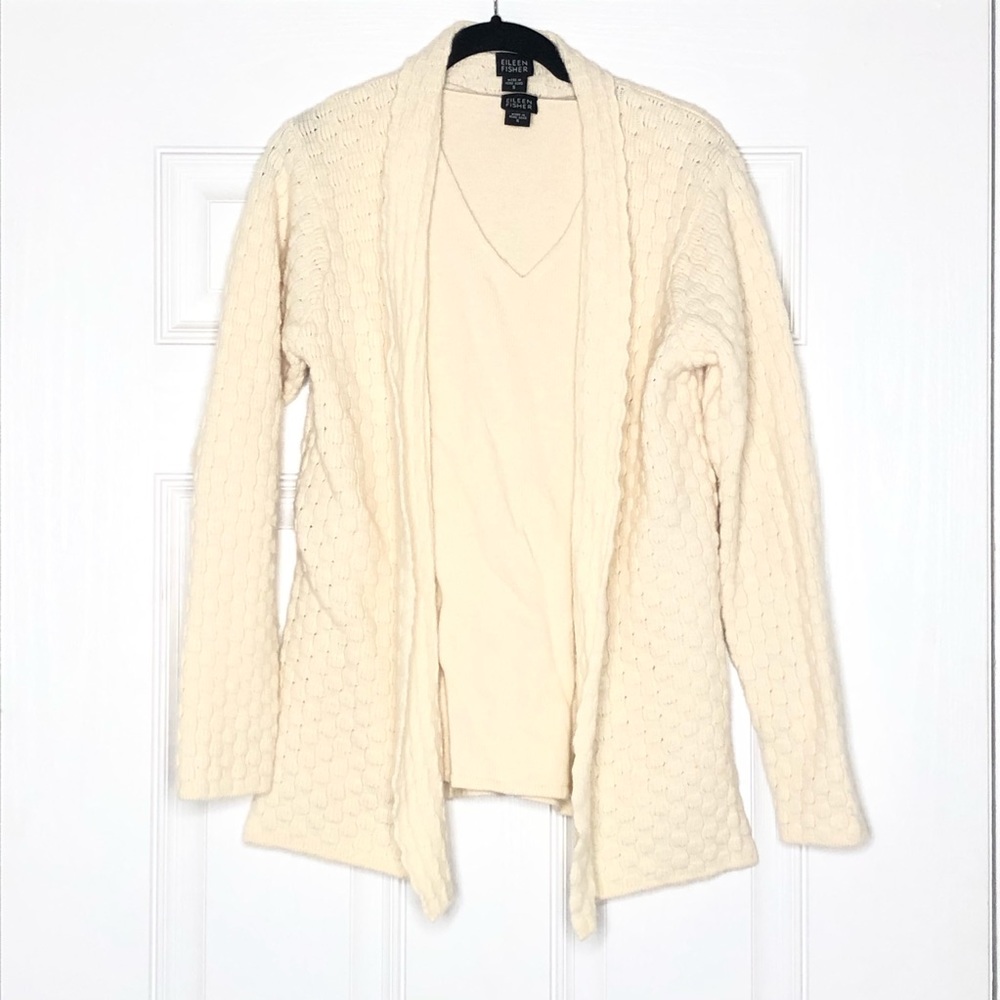 Eileen Fisher Cashmere Lambswool Tank Cardigan Set